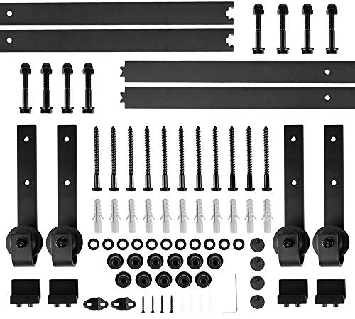 Système de Porte Coulissante, Kit de Rail pour Porte Coulissante, Rail + Roulette, 366 cm (Classique pour 2 portes)