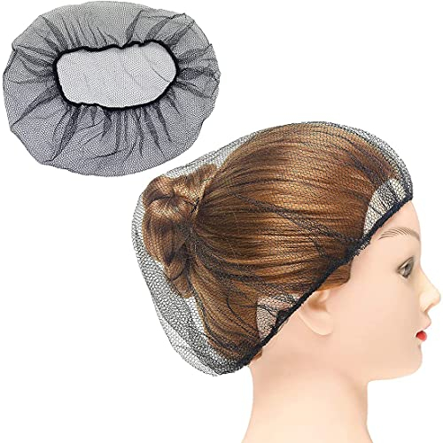 20 Stück Einweg-Haarnetze in Schwarz mit elastischem Rand Mesh dehnbare Haarnetzkappen (Schwarz)
