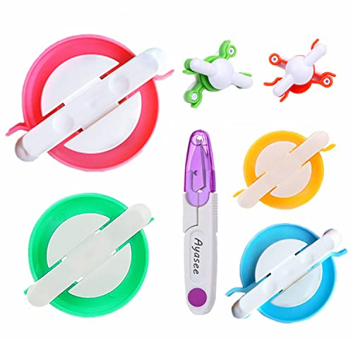 Kit per pompon maker, kit per maglieria con pompon per maglieria a sfera fluff Weaver Needle Craft, 4PS Pompom Maker+10PS pennarelli per punto maglia+aghi in plastica 10PS (7)