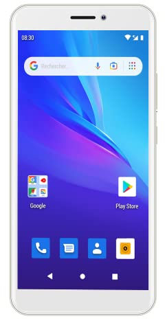 Konrow – Star 55-4G Smartphone med Dual SIM – display 5,45 tum QHD, 16 GB minne utbyggbart till 64 GB, Bluetooth 4.0, WiFi, GPS, batteri 3 000 mAh, 2 kameror med 8 och 2 Mpx – Android 12 Go – guld