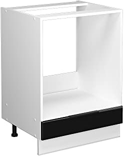 Vicco Herdumbauschrank Fame-Line, Schwarz-Eiche Hochglanz/Weiß, 60 cm ohne Arbeitsplatte