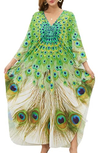 Bsubseach Badkläder badkläder badkläder dam kaftan klänningar sommar kaftan med dragsko, one size