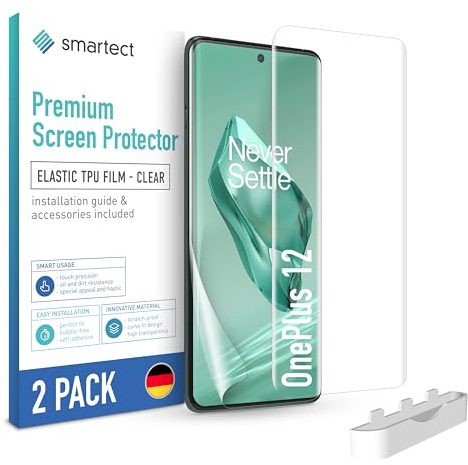 smartect TPU Skärmskydd 2 Stycken för OnePlus 12 | Screen Protector Anti-Repor, Skyddsfilm Ultra-transparent, Bubbelfri, Anti-Fingeravtryck, Skalvänlig