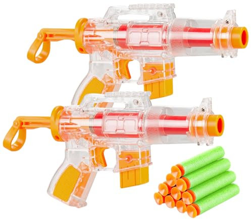 Playtastic Spielzeugblaster: 2er-Set Spielzeugpistolen mit 10 Schaumstoff-Geschossen (Kunststoff Spielzeug Pistole, Dartblaster, Wasserpistole)