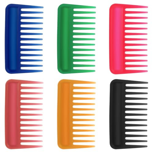 Kleine Kämme für Haare, 6 Stück Mini breite Zahnkämme Kleine Reise Entwirrungskamm Set Tasche lockige Haarkämme für Frauen Tragbarer Stylingkamm Dusche Nasskamm Bartkamm für Männer Kein Griff Design