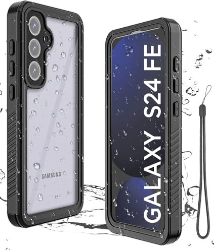 Miimall for Samsung Galaxy S24 FE Waterproof Case, [Built-in Screen Protector & TPU frame & Camera Lens Protector] 360°Full Coverage Silicone Shockproof Protective Cover for Galaxy S24 FE-Black