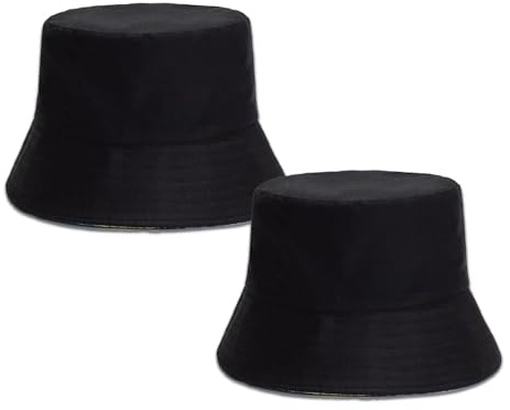 Zcbzbn Svart fiskehatt, solhatt, fiskarhatt, UV-skydd för fiskare, bomullshatt, vikbar sommar utomhushatt, lämplig för sommar-solskydd, strand, fiske, golf, camping, 2 stycken, svart, one size