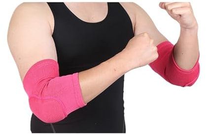 Protección para codos Coderas elásticas, protectores de rodilla de esponja gruesa, protector de baloncesto, voleibol, deporte, manga de brazo, almohadilla for adultos y niños(Rose- 2pcs,S Elbow 24-38C