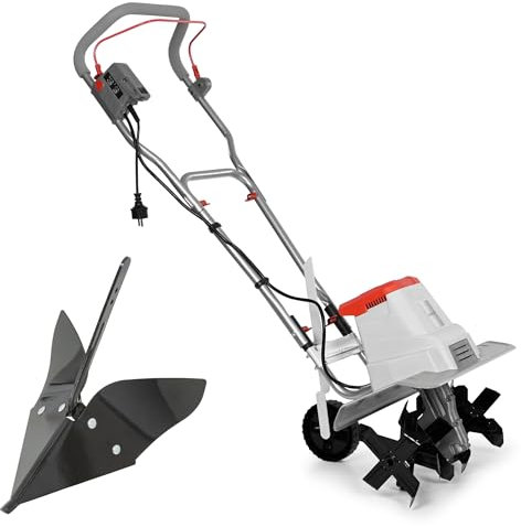 IKRA Elektro Bodenhacke IEM 1500, Flexible Arbeitsbreite 32 & 45cm, Arbeitstiefe bis 20cm, Starke 1500W Leistung, inkl. Häufelpflug