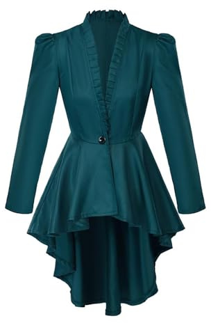 Generisch Veste steampunk gothique pour femme - Veste redingote - Manteau renaissance - Vêtements médiévaux - Vintage - Redingote - Trench-coat victorien - Carnaval - Cosplay - Uniforme à manches