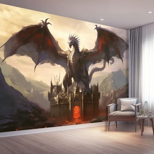 Papel pintado Estilo Retro De Dibujos Animados, 300 x 210 cm Marrón Claro Papel tapiz fotográfico personalizado no tejido para sala de estar y habitación infantil