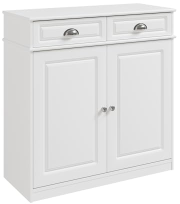 SoBuy Meuble à Chaussures Blanc Commode Nordique Rangement Chaussures avec Tiroirs et Compartiments, Capacité de Charge 74kg, pour Entrée, Salon ou Cuisine, MDF (E1) - 80 x 35 x 82 cm FSB104-W
