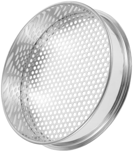 BESPORTBLE Setaccio per terra 20 cm in acciaio inox con fori tondi 4 mm setaccio a rinvaso, per giardinaggio all'aperto, strumento da giardinaggio, multifunzione, compatto e leggero