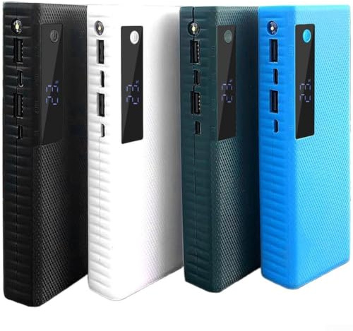 Solderless 21700 - Funda para 5 celdas, cabeza plana, con puerto USB, pantalla de alimentación y protección inversa para banco de energía, color negro (blanco)