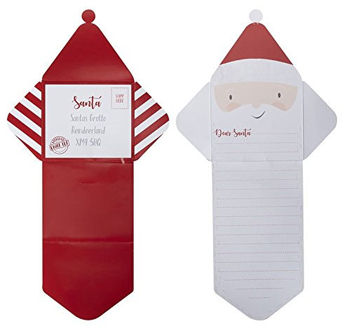 Ginger Ray Weihnachtsbrief an den Weihnachtsmann Wunschzettel inkl. Umschläge, 2 Stück
