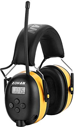 ZOHAN AM/FM Radio Headphone with Digital Display,Ear Protection Noise Reduction Earmuffs,Comfortable Hearing Protector(Yellow,Radio)