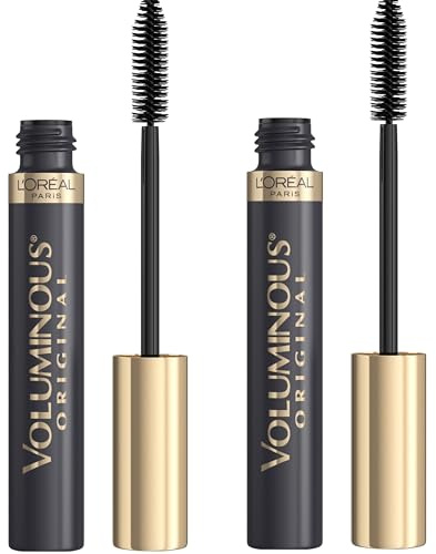 L’Oreal Paris Original Voluminous Mascara, Building Mascara Volume and Length Formula, Washable, Black, 0.26 Fl Oz., 2 Count