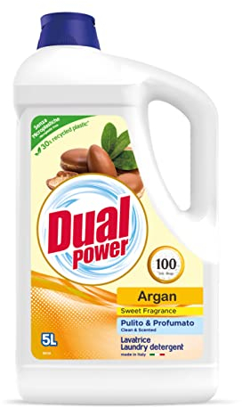 Dual Power Professional Detergente Liguido per Bucato Lavatrice, Argan, 5L