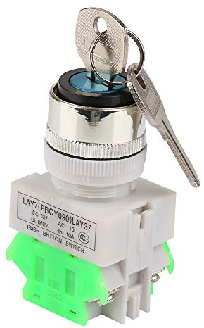 Schlüsselschalter, 3 Positionieren Sie den Sicherheitsschlüssel-Verriegelungsschalter LAY37-20Y / 31220V 5A Drehschalter 22mm Loch montieren mit 2 Schlüsseln