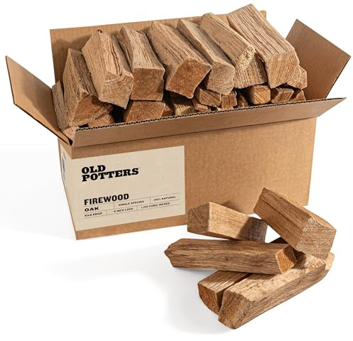 Old Potters Kiln Dried Firewood - Oak, 1100 Cu. in, 16-18 Logs ~ 8 x 2.5 Logs. Cooking Wood for Grilling, Smoking, and Firepits, Oak.
