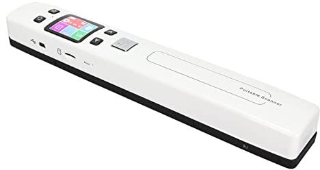 ciciglow Dokumentenscanner, 300 600 1050 DPI Tragbarer Handscanner Monochromatischer Farbmod-Belegscanner für Dokumente Fotos Zeitschriften(Weiß)
