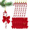 18pcs Christmas Decorations Candy Canes Red White and Small Red Bows for Christmas Tree Decorations Hanging Ornaments (Red)