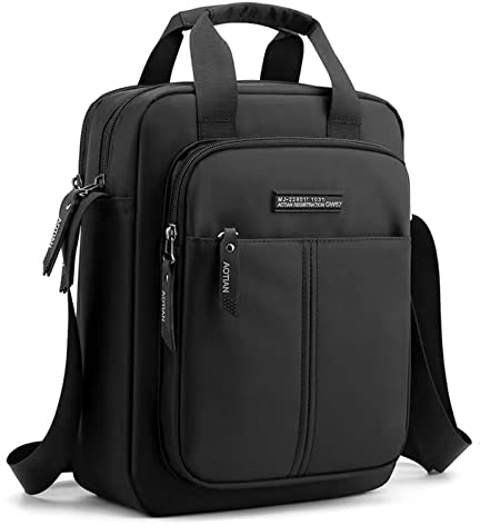 zhongningyifeng Herren Umhängetasche Nylon Crossbody Schultertasche Wasserdicht Schwarze Freizeittasche für Arbeit Reisen Schule