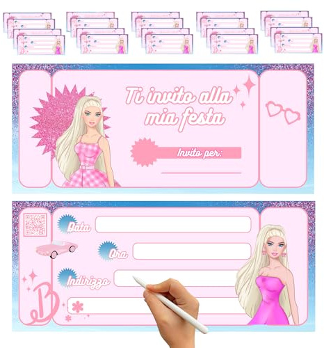 hOmty 25 Inviti compleanno bambina. Biglietti invito compleanno bambina. Biglietti festa compleanno a tema. (Pink)