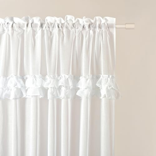 ROOM99 Cortina con Cinta fruncidora Frilla 300 x 250 cm de Ancho x Alto para salón, Transparente, Moderna, para salón, Dormitorio, para Sistema de Tejas, Color Blanco