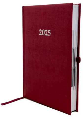 2025 Buchkalender Chefplaner A5 1 Tag 1 Seite auch sonntags rot metallic
