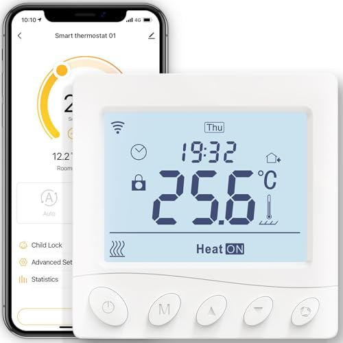 MOES Smart Thermostat Fussbodenheizung Wasser, Raumthermostat Fußbodenheizung WLAN Programmierbare Kompatibel mit Alexa/Google Home,Smart Life/Tuya App