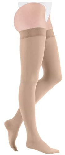 medi mediven comfort Kompressionsstrümpfe Oberschenkellang | KKL2 | Größe: IV | Farbe: Beige | Geschl. Spitze | Kurz | Noppen-Haftband | Mit Komfortsohle & Lanolin