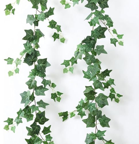 2 Pièces Exterieur Faux Lierre, Guirlande Lierre, Fausse Plante Tombante Décoration, Liane Artificielle égétaux, Lierre Artificiel Guirlande pour Chambre, Jardin, Bureau, Fête, Mariage (Vert)