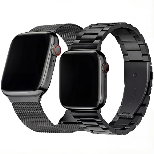 Hongxinzhan Pack med 2 metall ersättningsrem kompatibel med Apple Watch