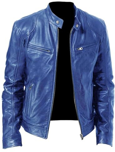 Chaqueta de piel sintética para hombre, chaqueta de corredor para hombre, chaqueta de cuero con cuello alto, chaqueta de motociclista ligera