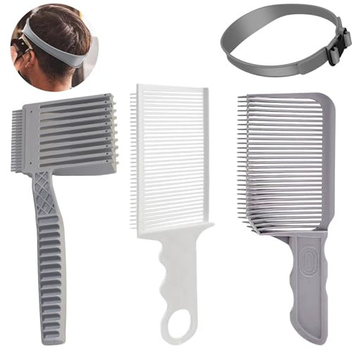 4 Pezzi Sfumatura Capelli Uomo Set, Fascia Taglio Capelli Curva Regolabili, Pettine di Posizionamento Curvo, Pettine Da Parrucchiere, per Adulto, Bambino, DIY