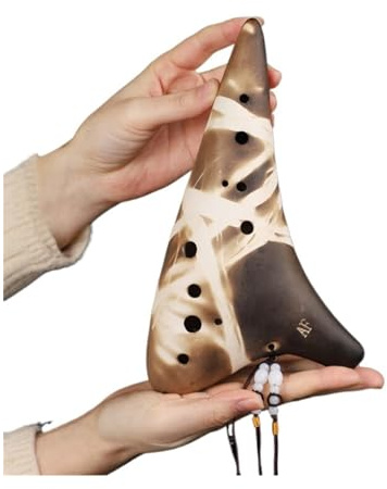 Ocarina Instrument ， 12-håls Alto F-okarina Dolomite slätbränd 23x12x6,8cm