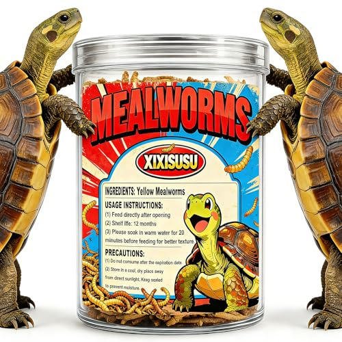 xixisusu Dried Mealworms for Turtles & Reptiles, 4oz Canister - High Protein Turtle Food, Reptile Treats & Bearded Dragon Food - Natural Feeder Insects for Turtles, Lizards & Monitor, Frog, Chickens