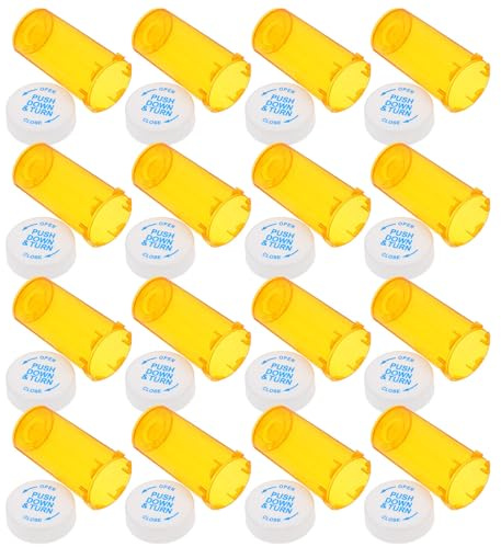 ifundom 25 pezzi Contenitore per Medicinali Vuoto in Plastica PP con Tappo di Sicurezza Protetto Bottiglie per Farmaci Integratori e Vitamine da Viaggio e Resistente Umidità e Sole