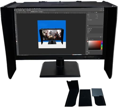 17-27 Screen Sun Visor 41-71cm Adjustable Computer Monitor Hood Sunshade | Foldable Anti-Glare Display Monitor Hood,All-Sides Coverage Sun Shade,for Office Home Play Games