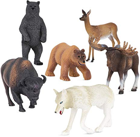 TERRA by Battat - Nordamerikanische Tiere Set 2 - Wildtier Figuren - 6 Nordamerikanische Tiere - Bären, Wölfe, Elche und mehr - Tierisches Spielzeug für Kinder - 3 Jahre +