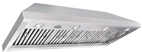 SINDA 48 inch Built-in/Insert Range Hood 1150 CFM, Stainless Steel Under Cabinet Range Hood Kitchen Vent Hood with Liner and SINDA Internal Motor, 4-Speed Fan, Adjustable Lights, Baffle Filter