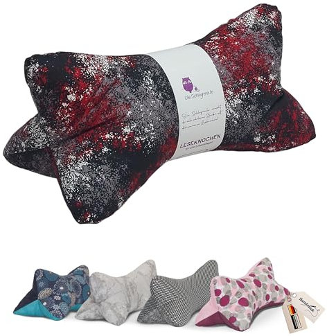 Leseknochen Nackenkissen Mandala bequem und waschbar! Handgestopft und genäht in Deutschland - Nutzbar als Nackenrolle Kissen Nackenrolle (Feuerwerk rot)