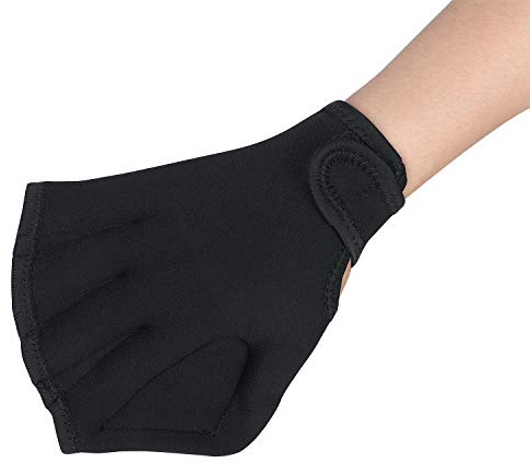 LONTG Aquatic Gloves Webbed Swimming Gloves Hand Paddles Neoprene Diving Gloves With Wrist Strap For Aqua Fitness Water Resistance Training Sports Surfing Adults Women Men Children