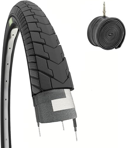 Pneu 26 x 1,75 + chambre à air pneumatique 47-559 SLICK noir caoutchouc pour vélo de ville