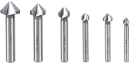 Dtoterul Avellanador para Metal 6 Piezas Avellanador 90°HSS Juego Brocas Avellanadoras Avellanador Metal Broca Avellanadora Avellanador Madera, 6.3/8.3/10.4/12.4/16.5/20.5mm