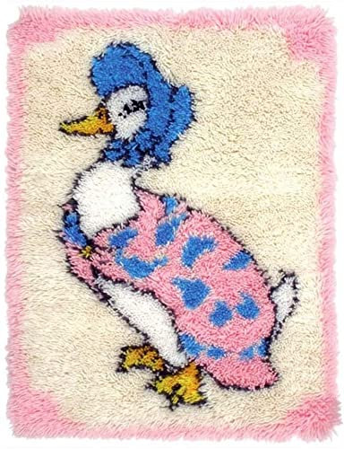 ROCKY&CHAO Latch Hook Kits for DIY Throw Door Way Duck Pattern Crochet Needlework Crafts for Kids and Adults, 20x15 Inches