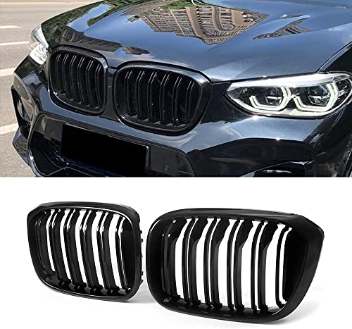 Gangying G01 Nieren Schwarz,Kühlergrill für BMW X3 G01 2018-2021 X4 G02 2019-2021 X3 Grill x4 Grill Schwarzer Glanz Doppelsteg Nieren