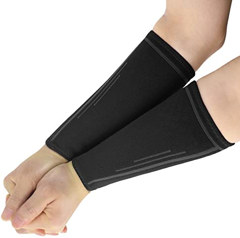 SLAKOZYT Armschoner para Damas o Caballeros, Mangas de Voleibol, Protectores de Antebrazo, Accesorios Deportivos, Muñequera 1 Par, Negro, S