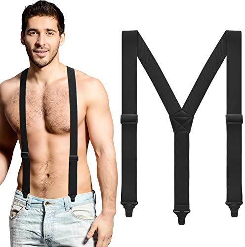 Jiuguva Men Hidden Undershirt Suspender Under Clothing Y 1.5in,Black
